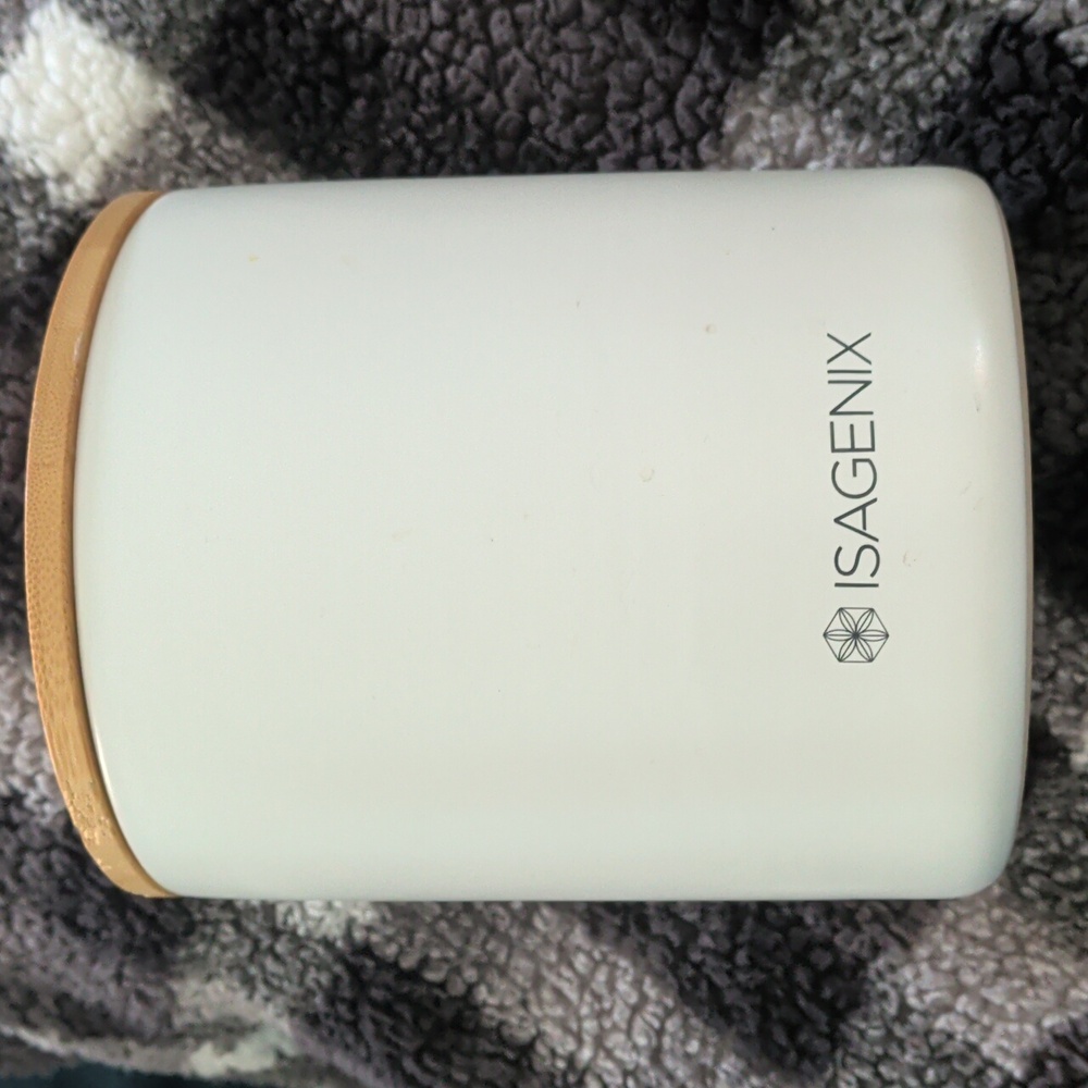 Isagenix White Storage Jar with Bamboo Lid